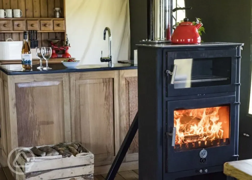 Aderyn safari tent log burner