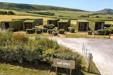 Aerial of Camp Tapnell with countryside views