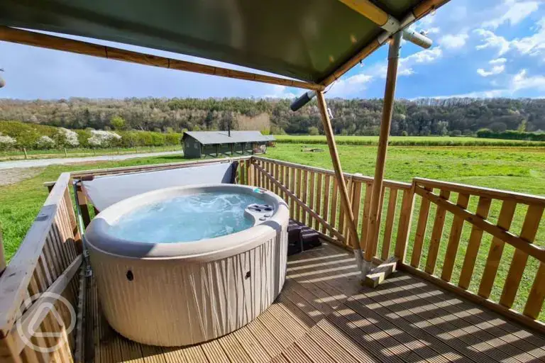 Safari tent hot tub
