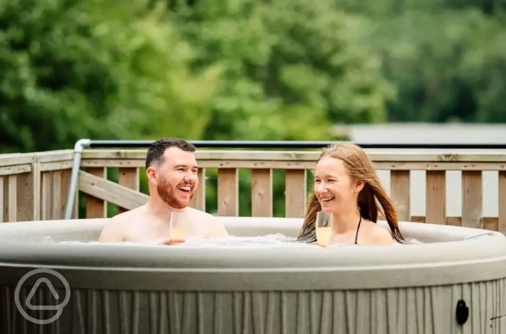 Safari tent hot tub
