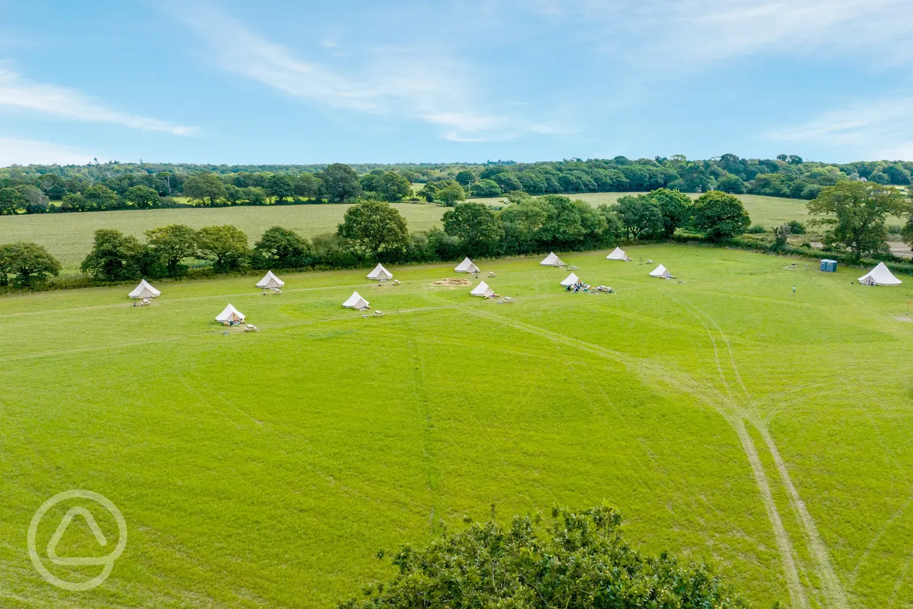 Aerial of bell tents