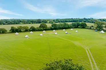 Aerial of bell tents