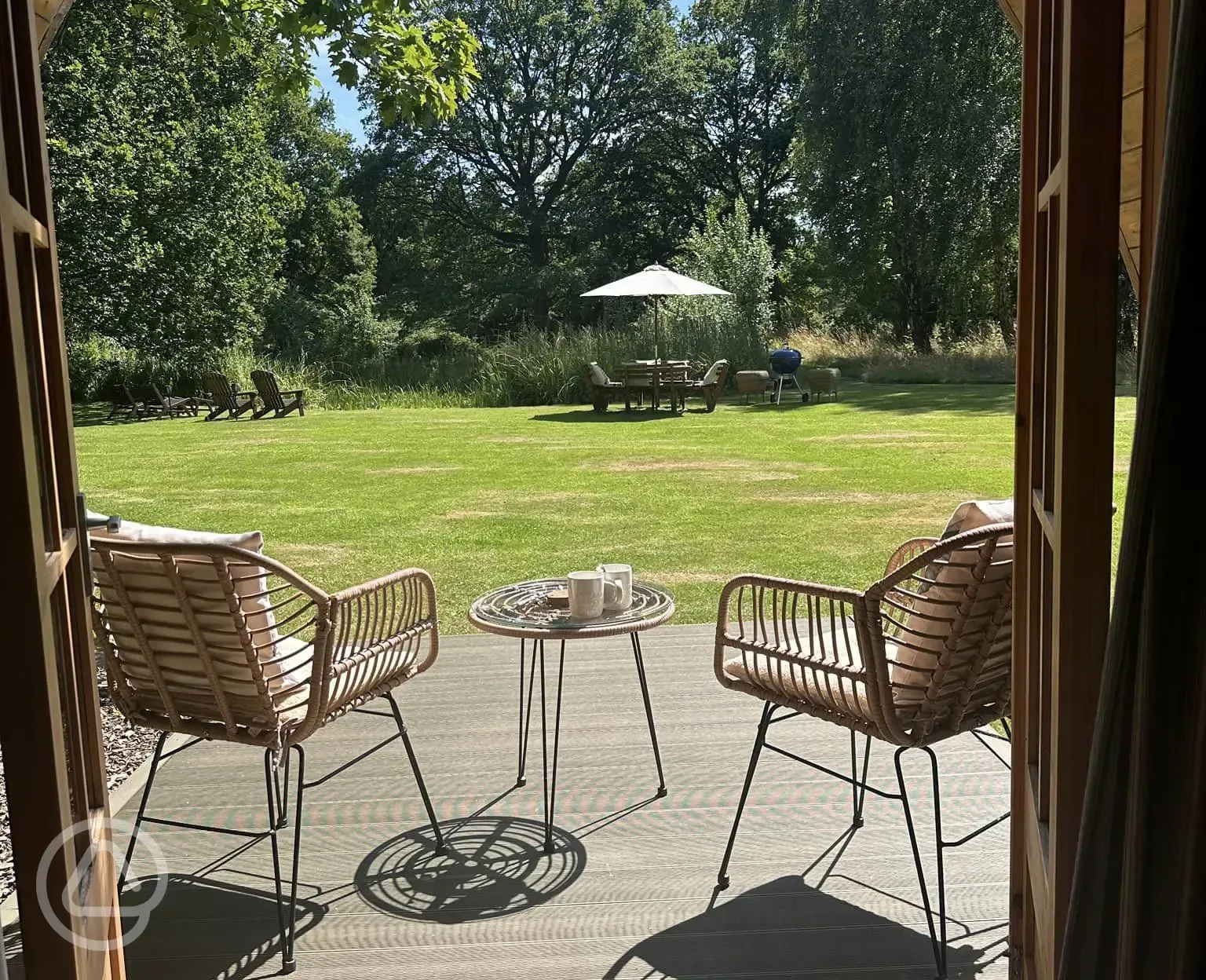 View from a pod facing the nature pond 