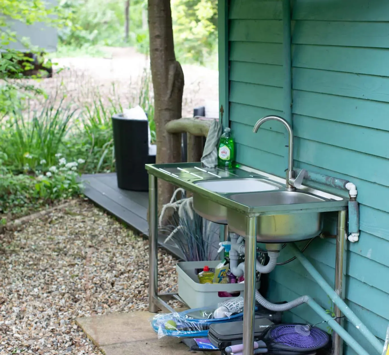 Communal outdoor washing up area