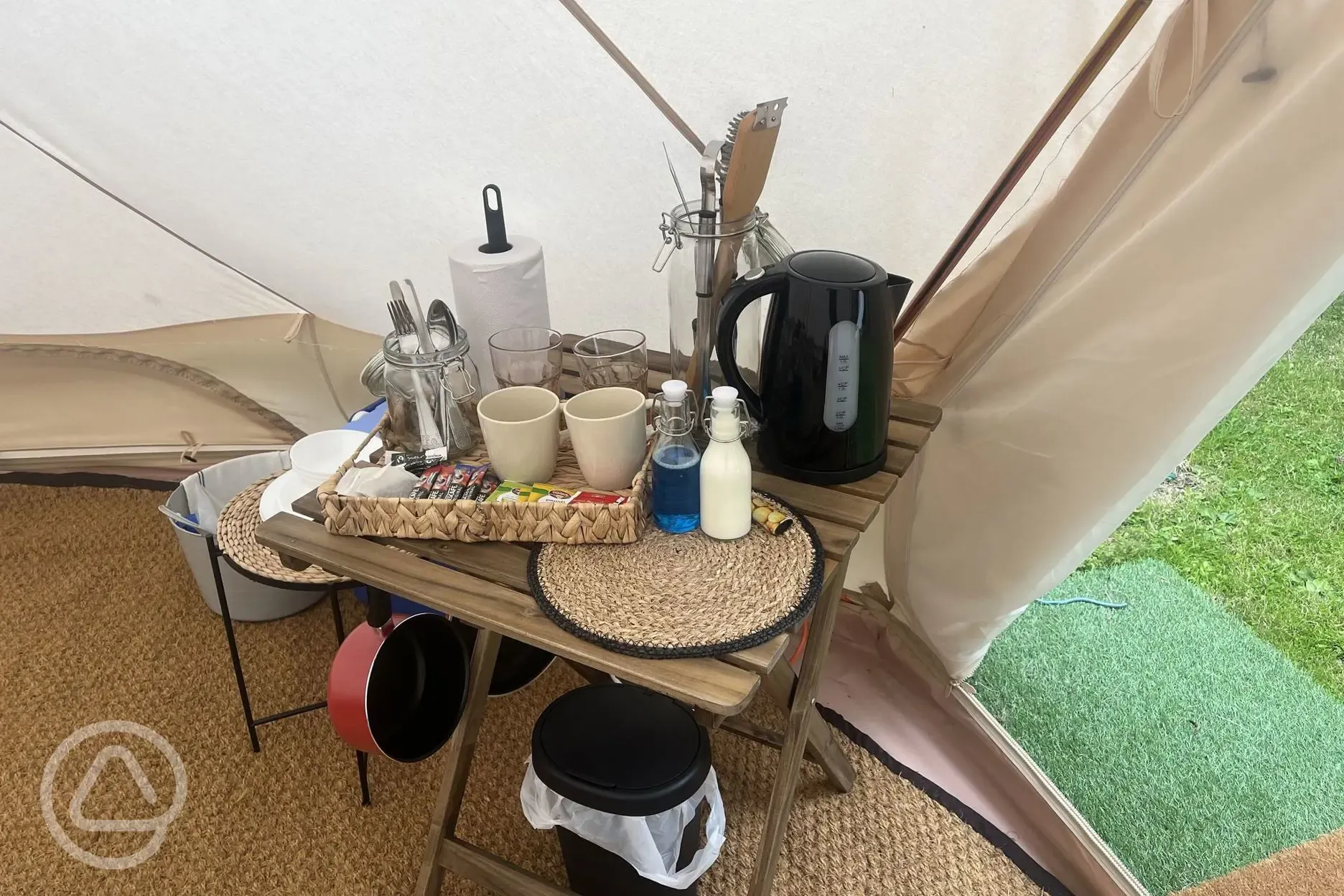 Bell tent mini kitchen corner