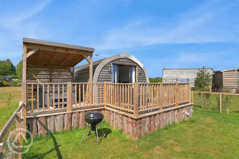 Overview of The Fox's Den at The Galloway Steading with an electric hot tub