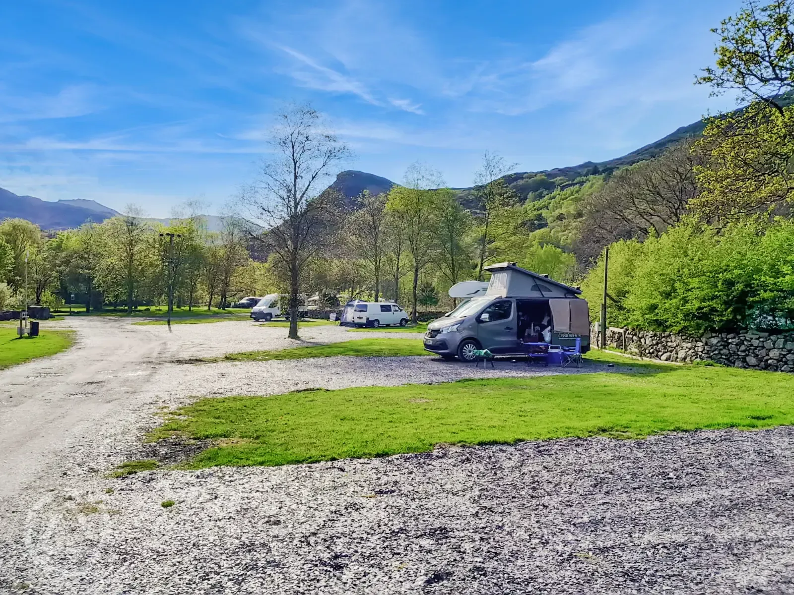 Electric hardstanding and grass pitches with water and a 16 amp electric hook up