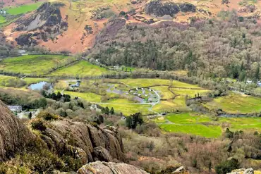 Aerial of Cae Du Campsite from the high road to Beddgelert
