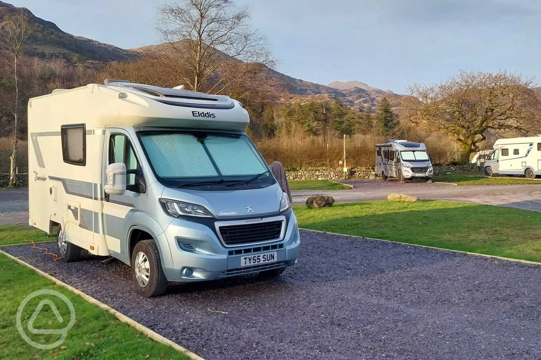 Electric hardstanding and grass pitches with a 16 amp electric hook up