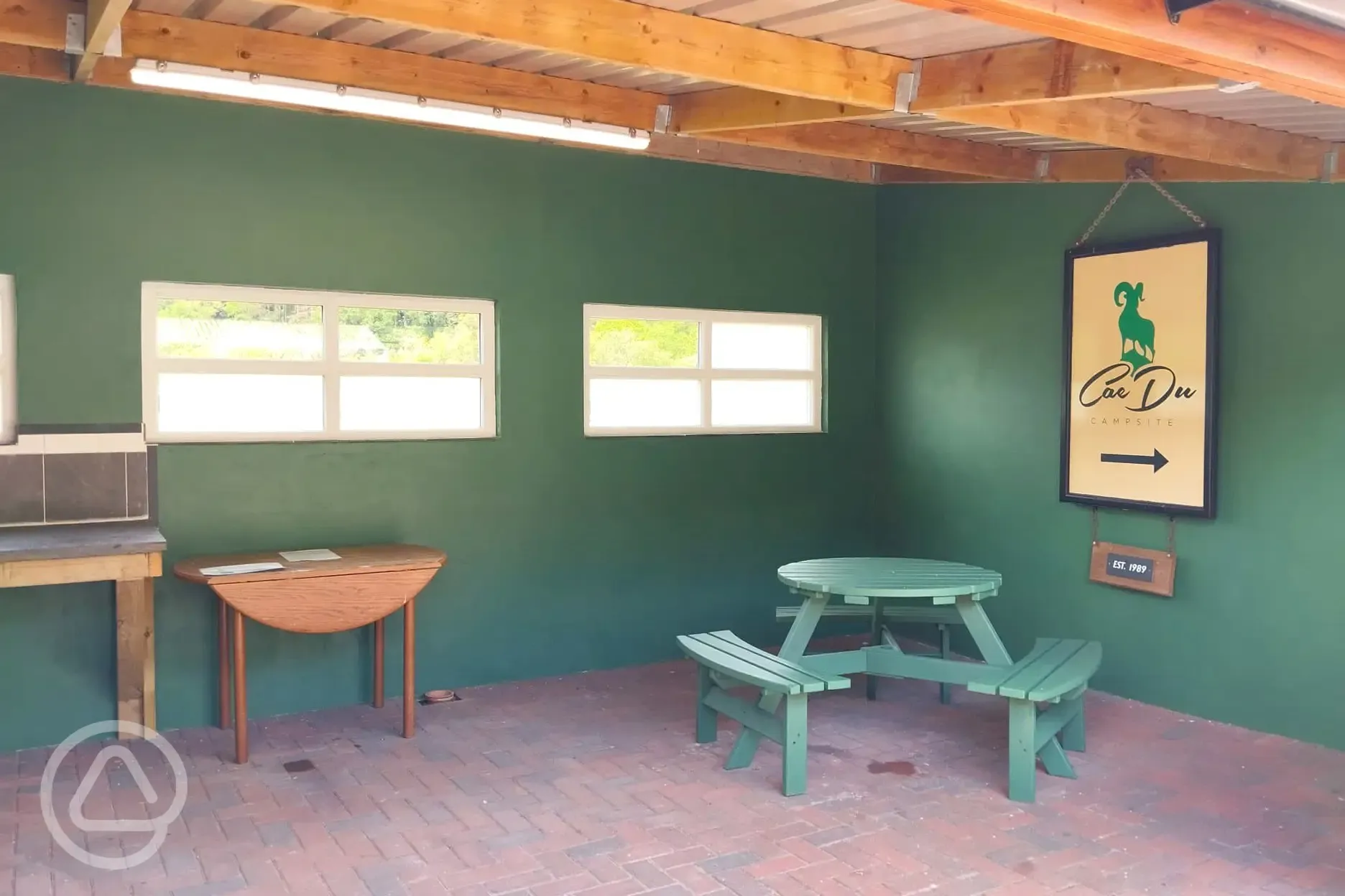 Sheltered campsite communal room