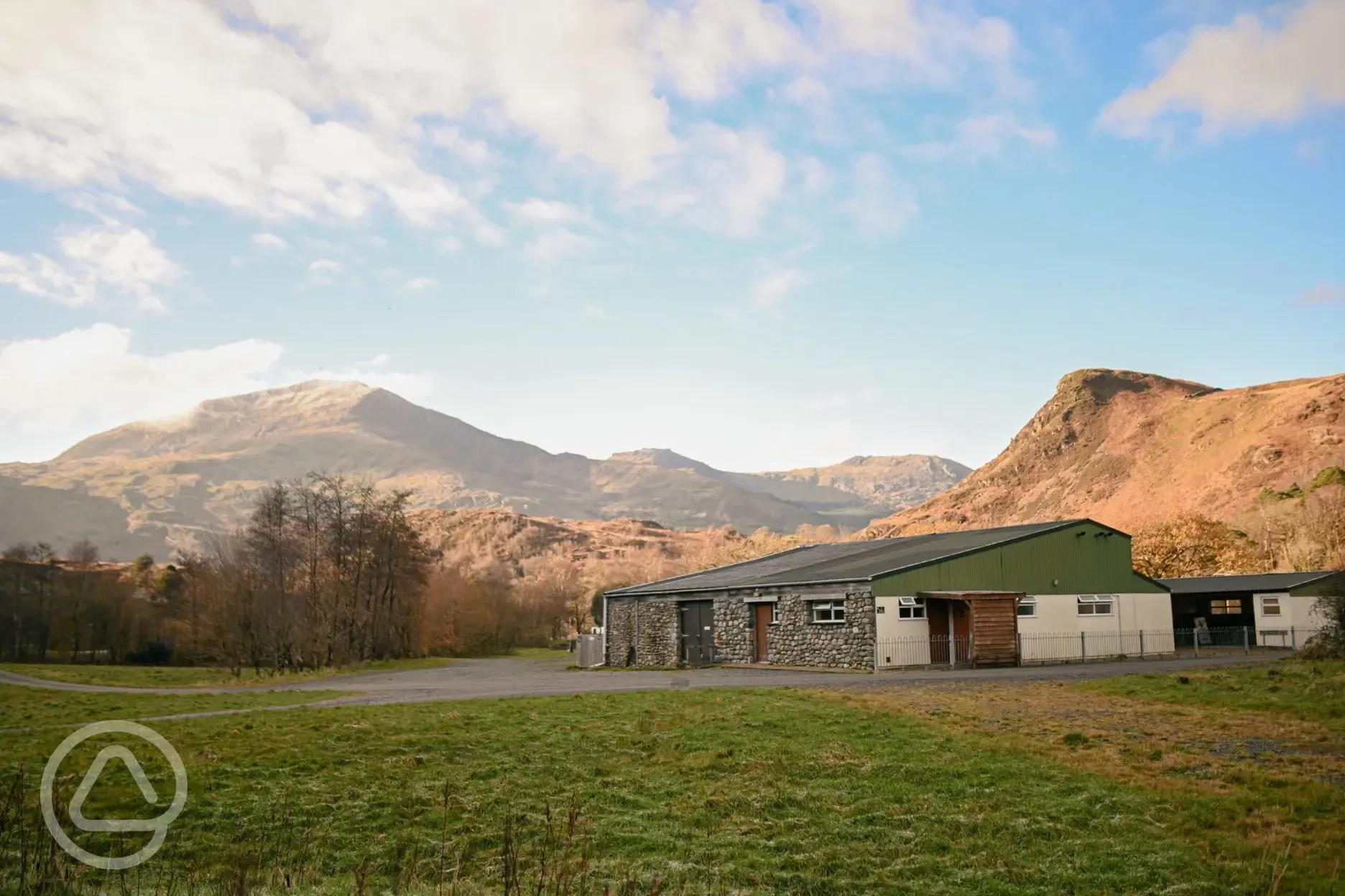Facilities block with toilets, showers, and baby changing