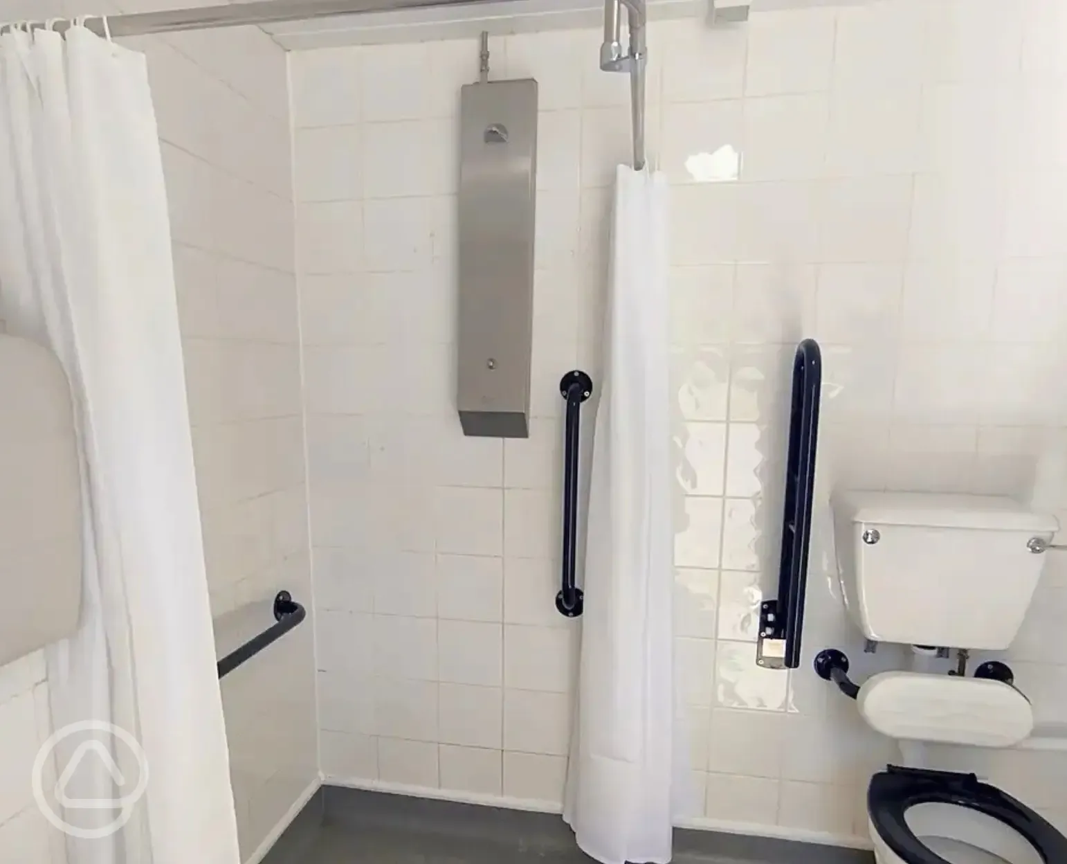 Accessible bathroom with grab rails