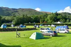 Electric grass tent and campervan pitches at Cae Du with 10 amp hook ups