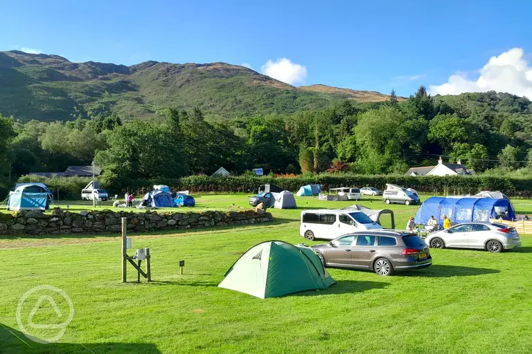 Electric grass tent and campervan pitches with 10 amp hook ups