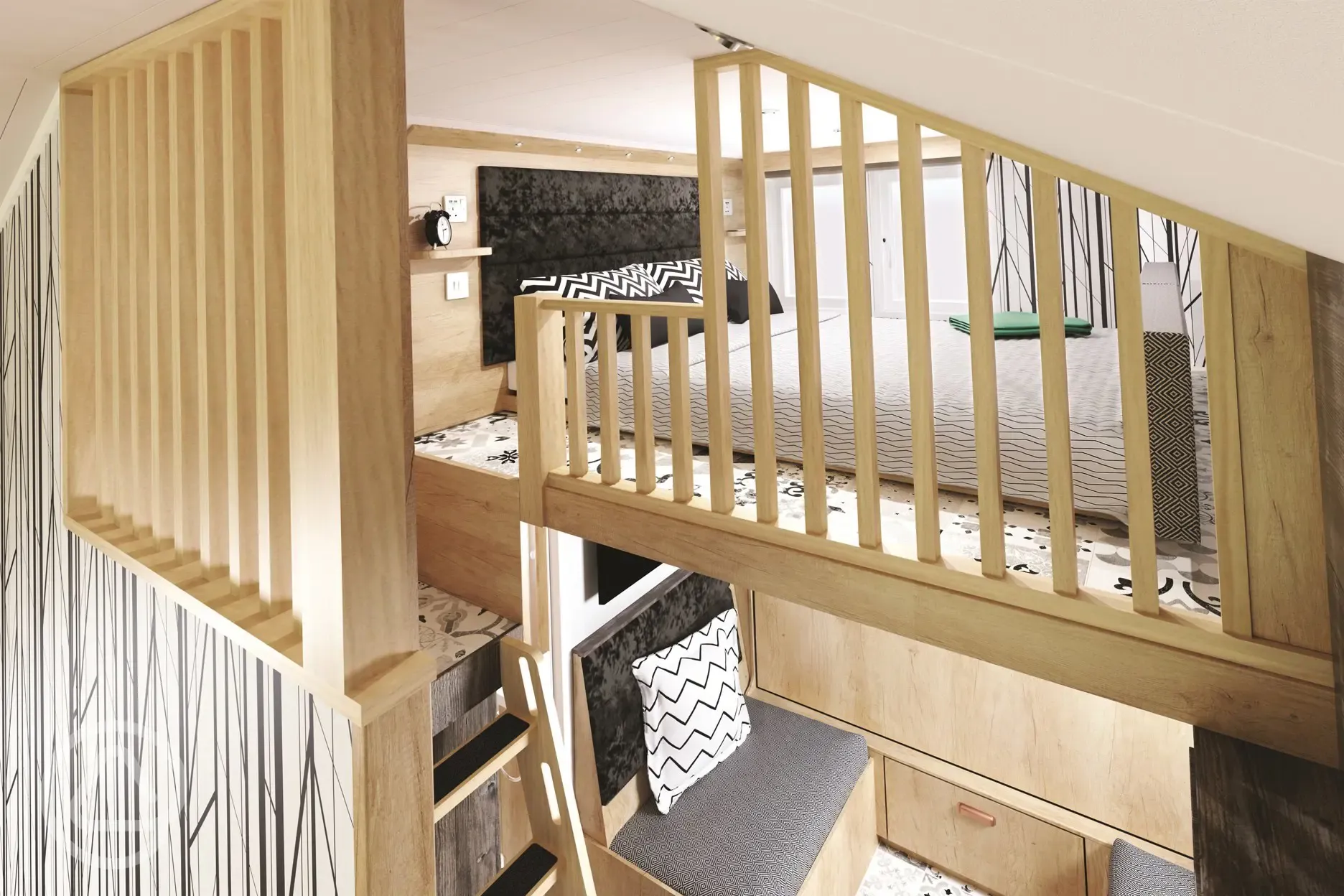 Glamping cabin mezzanine level