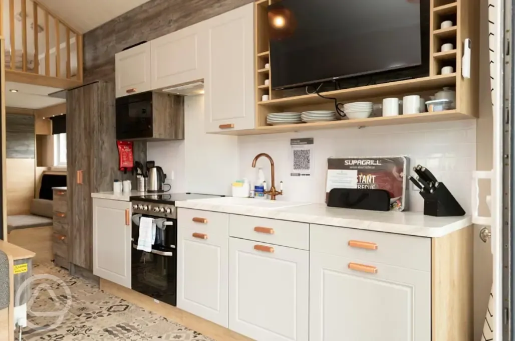 Glamping cabin kitchen