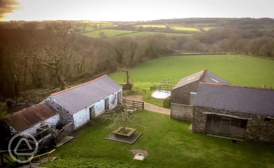 Aerial of holiday cottage