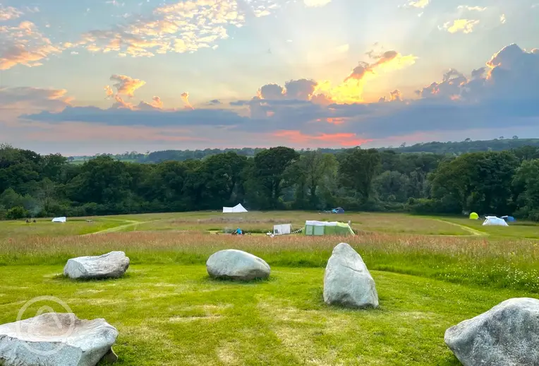 View of Cilrath Wood Camping at sunset