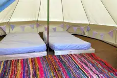 Three person bell tent interior at Giddy Farm Three person bell tent interior at Giddy Farm