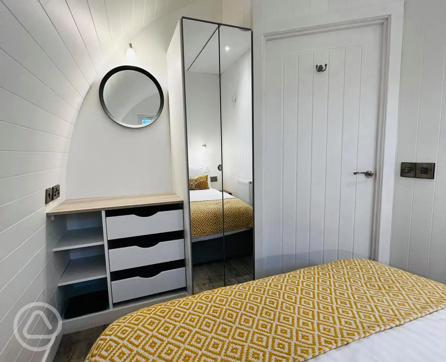 Large glamping pod bedroom