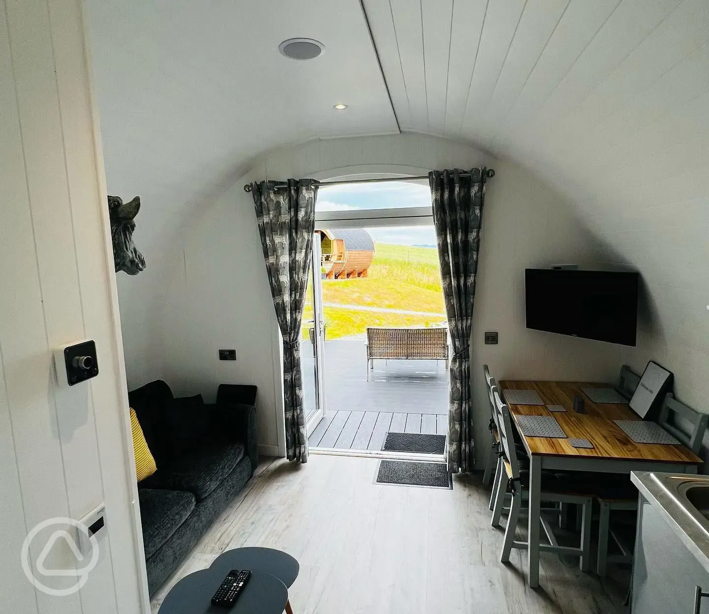 Large glamping pod interior