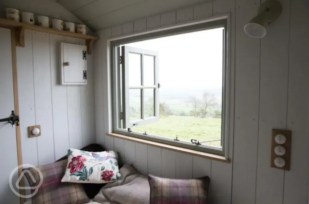 View from inside the shepherd's hut
