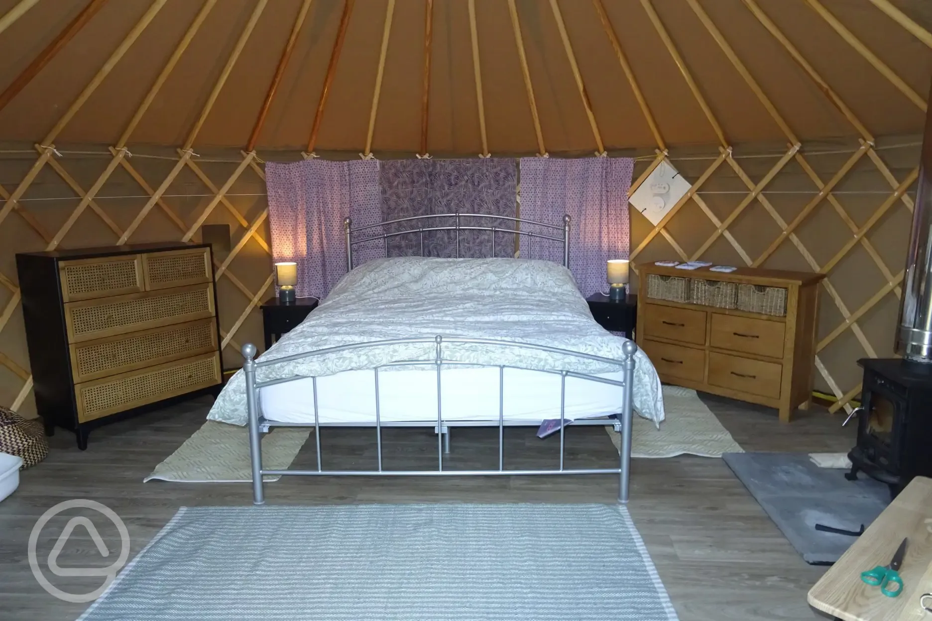 Lavender yurt interior