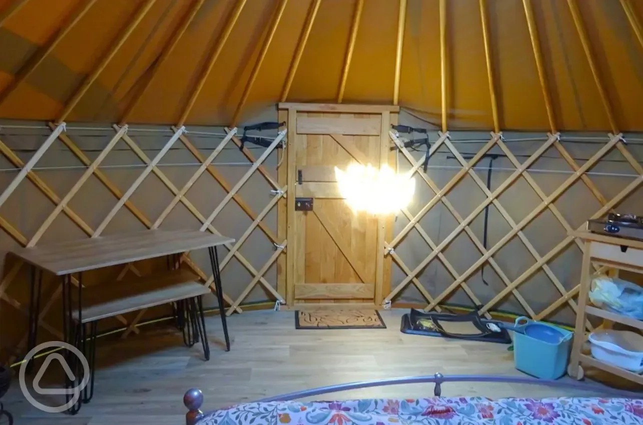 Yurt entrance and seating