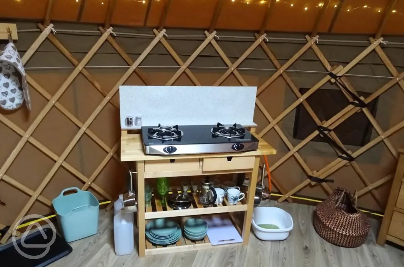 Yurt twin hob cooker and cooking equipment