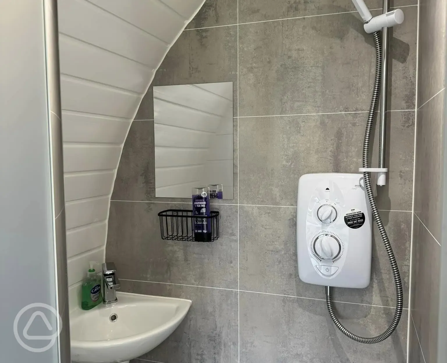 Glamping pod ensuite shower room 