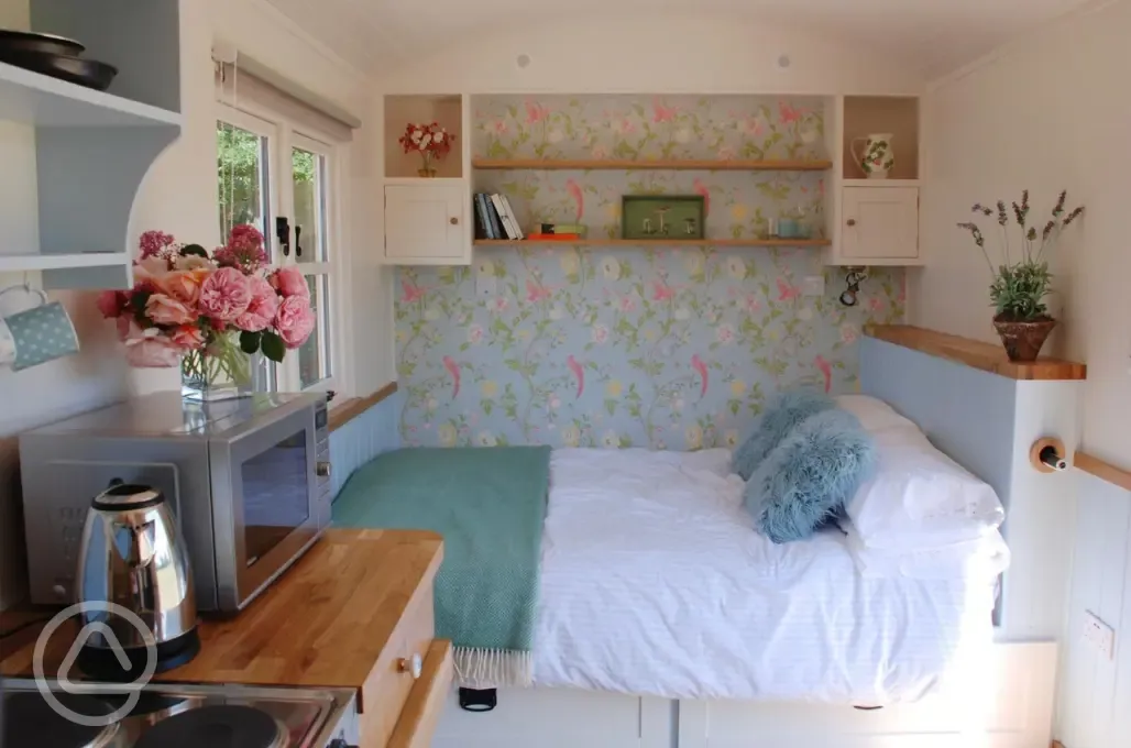 Shepherd's hut interior