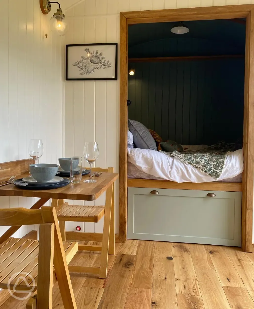 Shepherd's hut interior