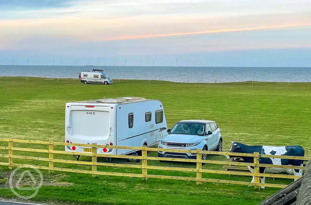 Grass pitches at sunset