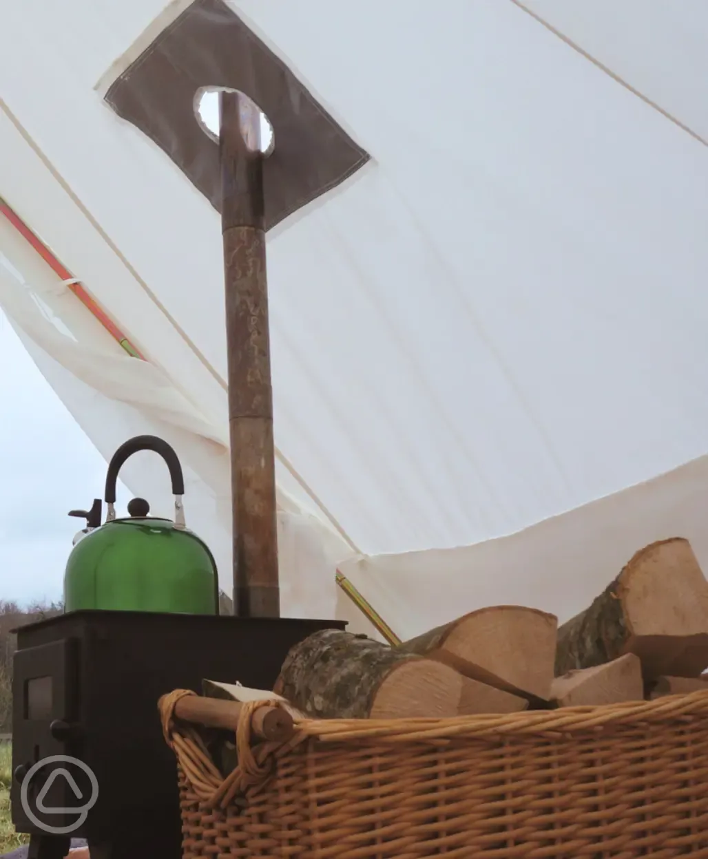 Bell tent kettle and logs