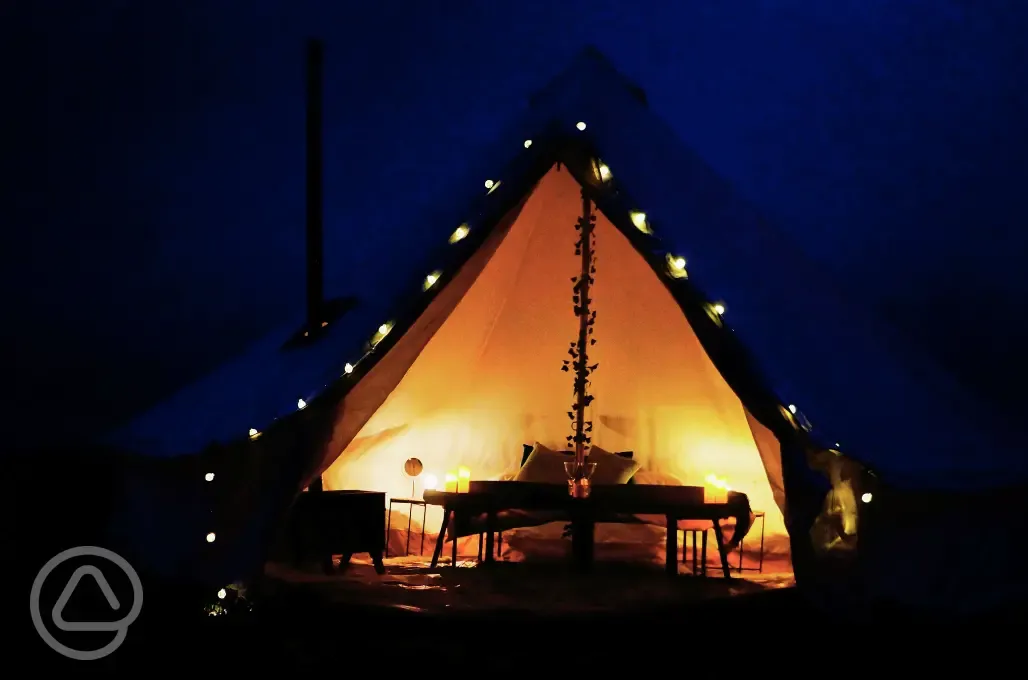 Bell tent at night