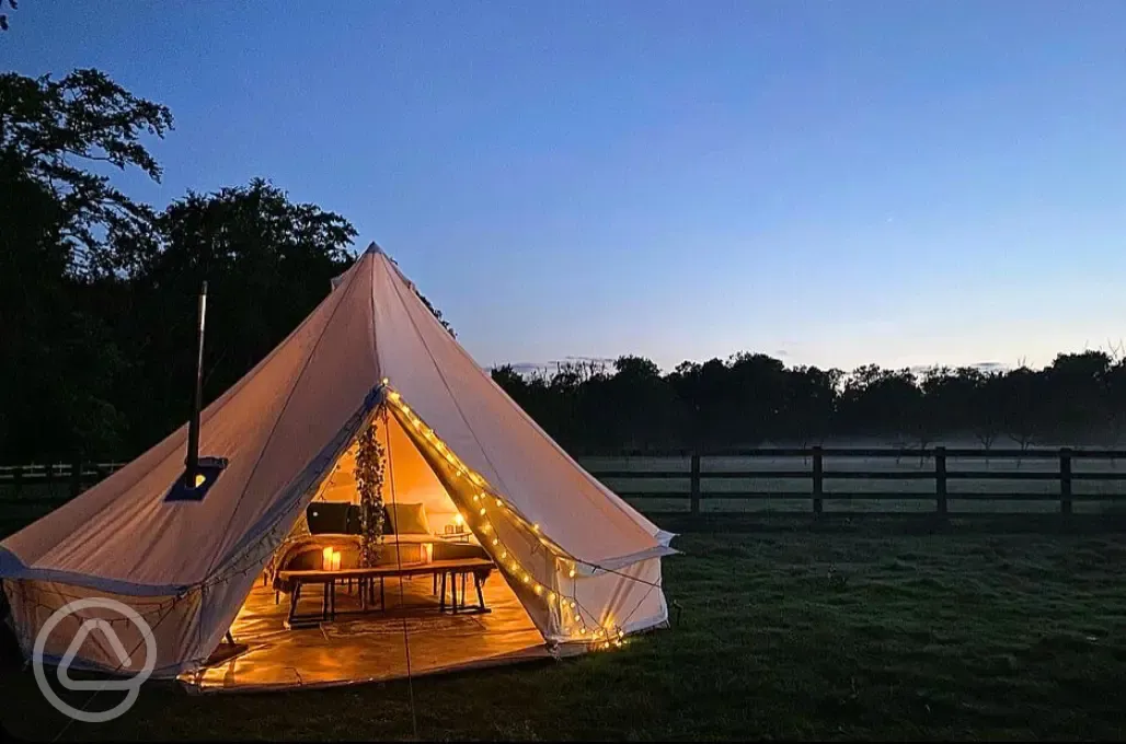 Bell tent at night