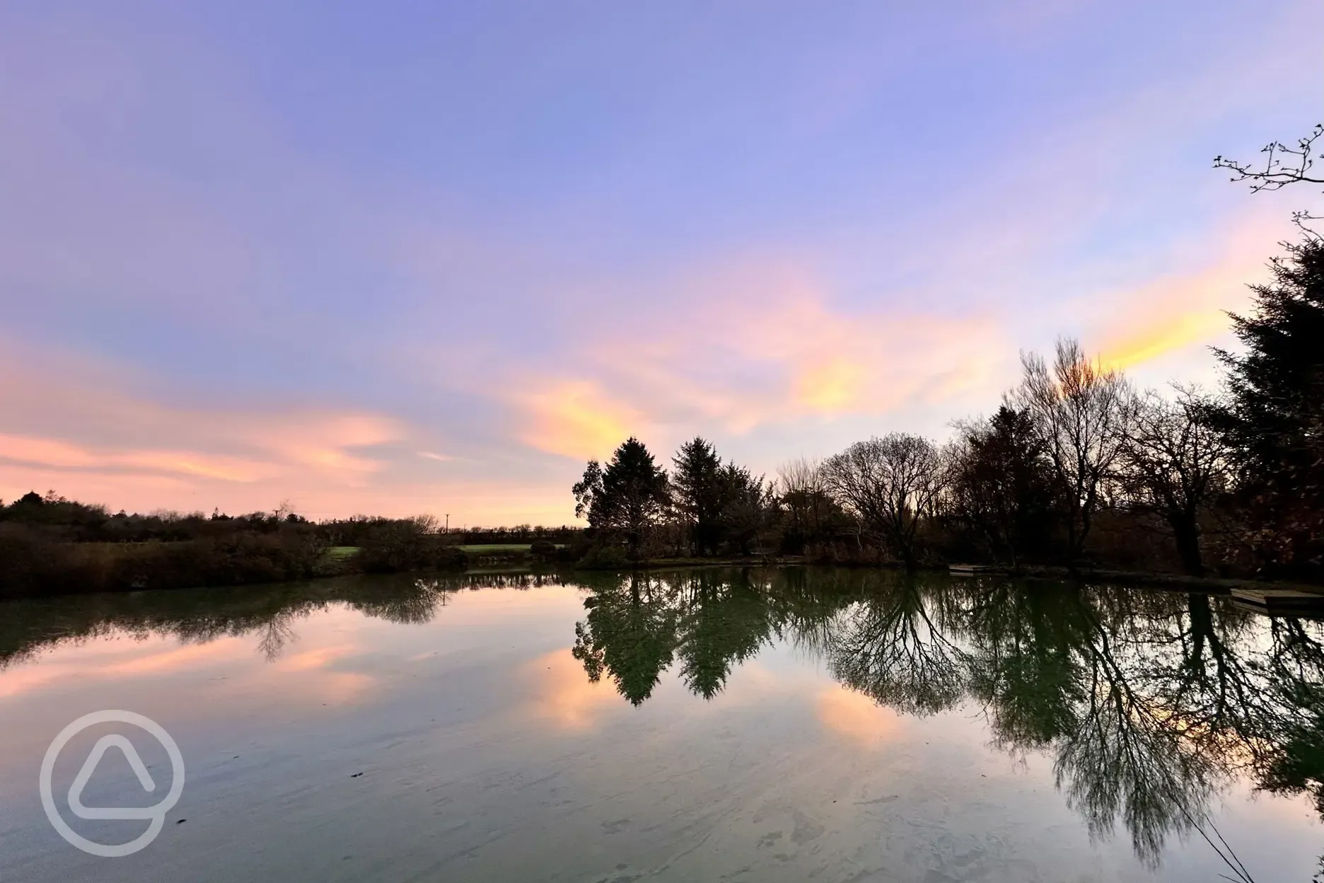 Views across the lake at sunset