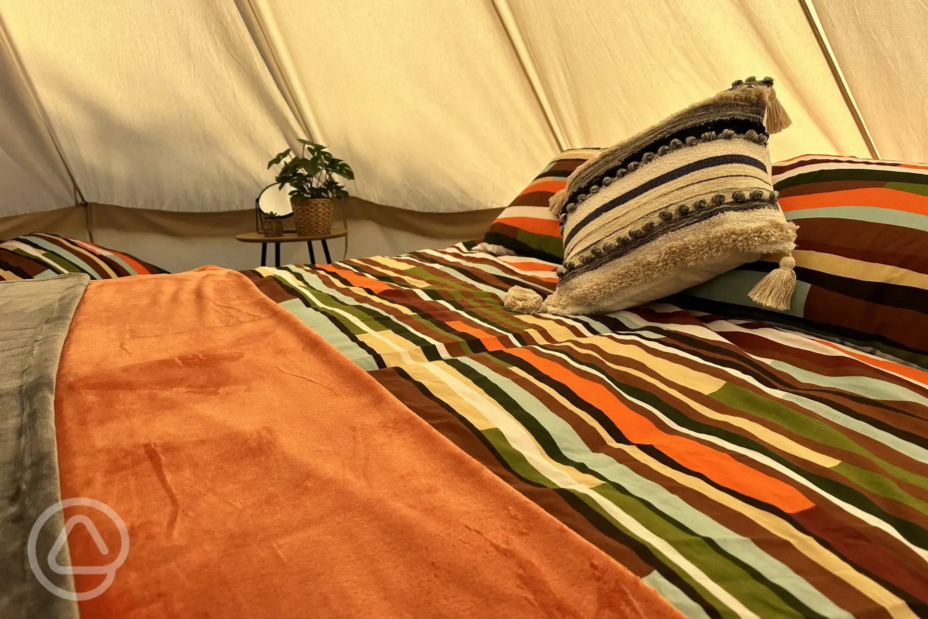 Furnished bell tent interior 