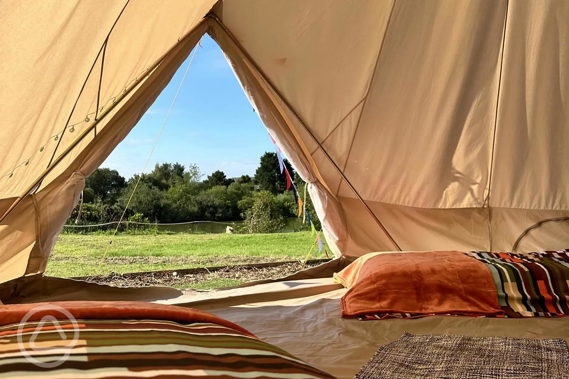 Furnished bell tent interior 