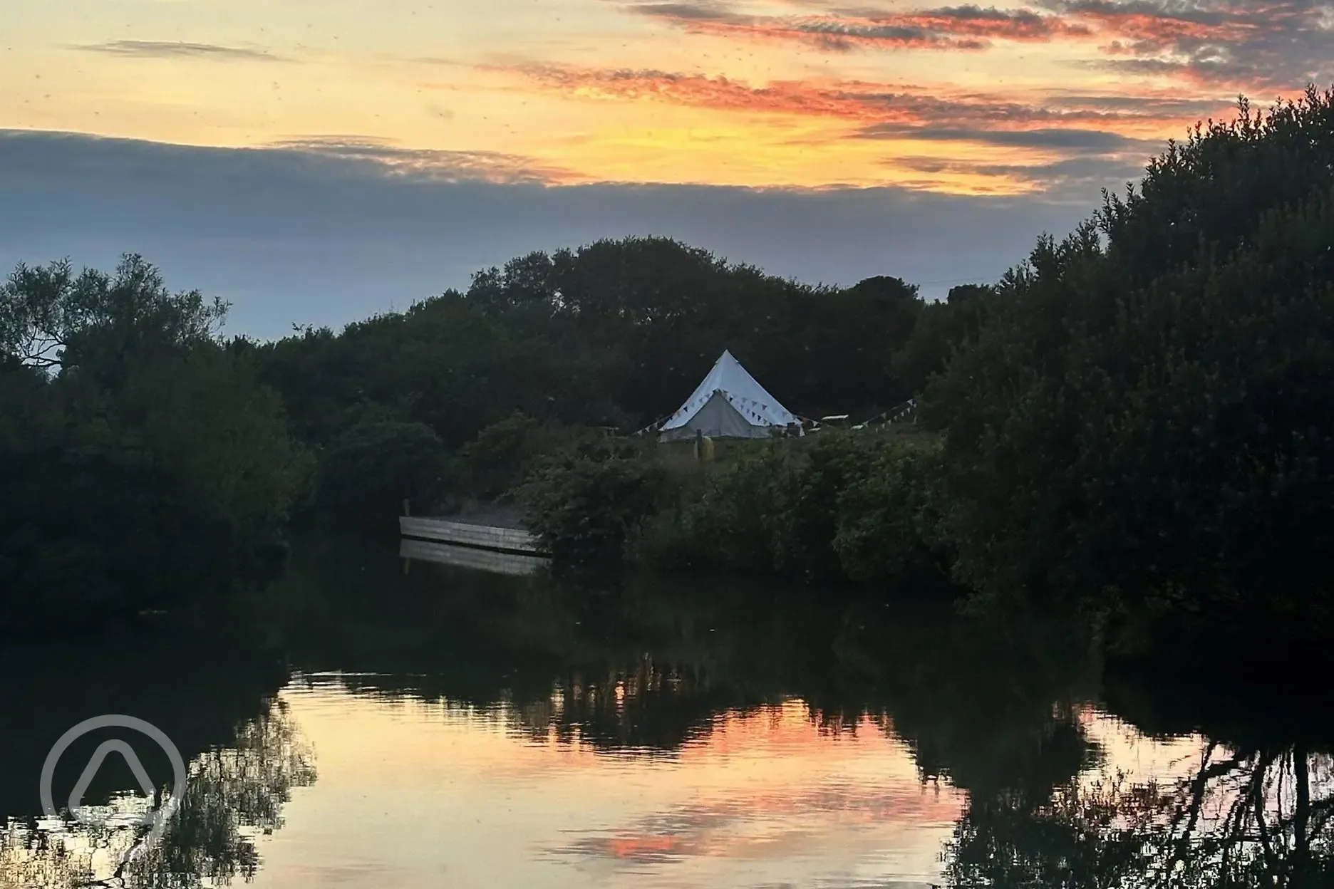 Bell tent across the lake