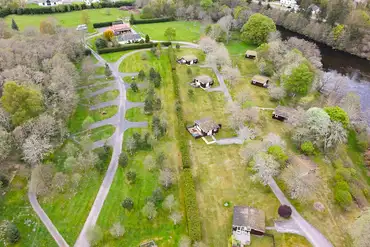 Aerial of Forest Glen Holiday Park with views of Loch Ness