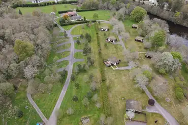 Aerial of Forest Glen Holiday Park with views of Loch Ness