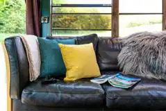 Glamping school bus sofa