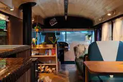 Glamping school bus interior