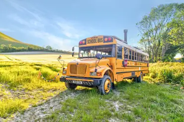 Glamping school bus