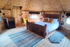 Black glamping cabin interior Black glamping cabin interior