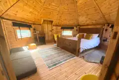 Black glamping cabin interior Black glamping cabin interior