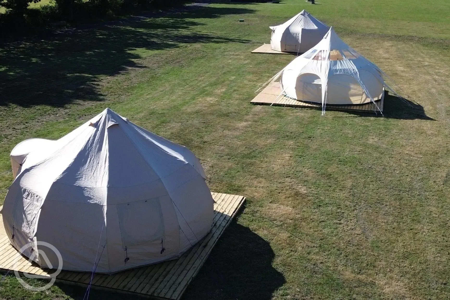 Aerial of the bell tents