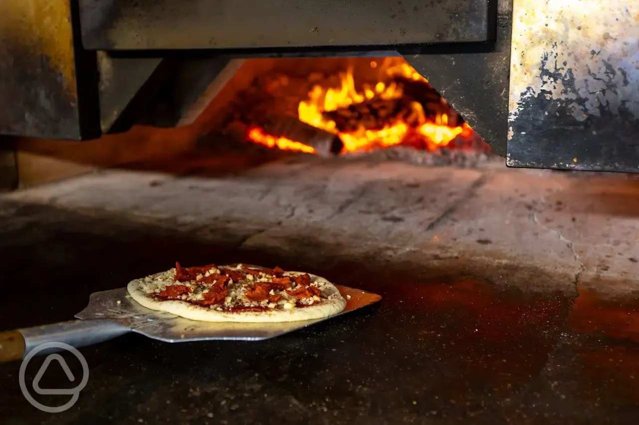 Wood-fired pizza from Roskilly's restaurant