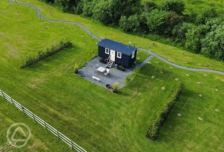 Aerial of Max shepherd's hut